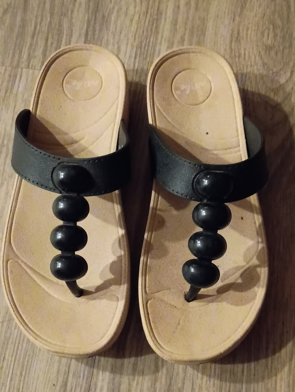 Women’s Black Beaded Thong Sandals